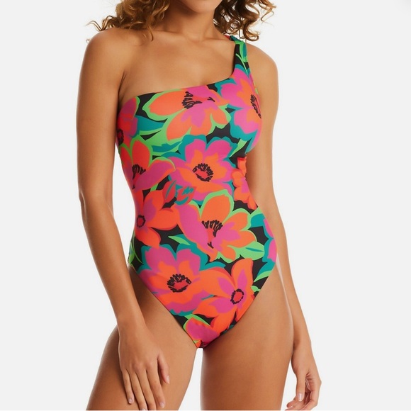 Sanctuary One-Piece Swimsuit - multicolor printed one shoulder size x small - Picture 2 of 8